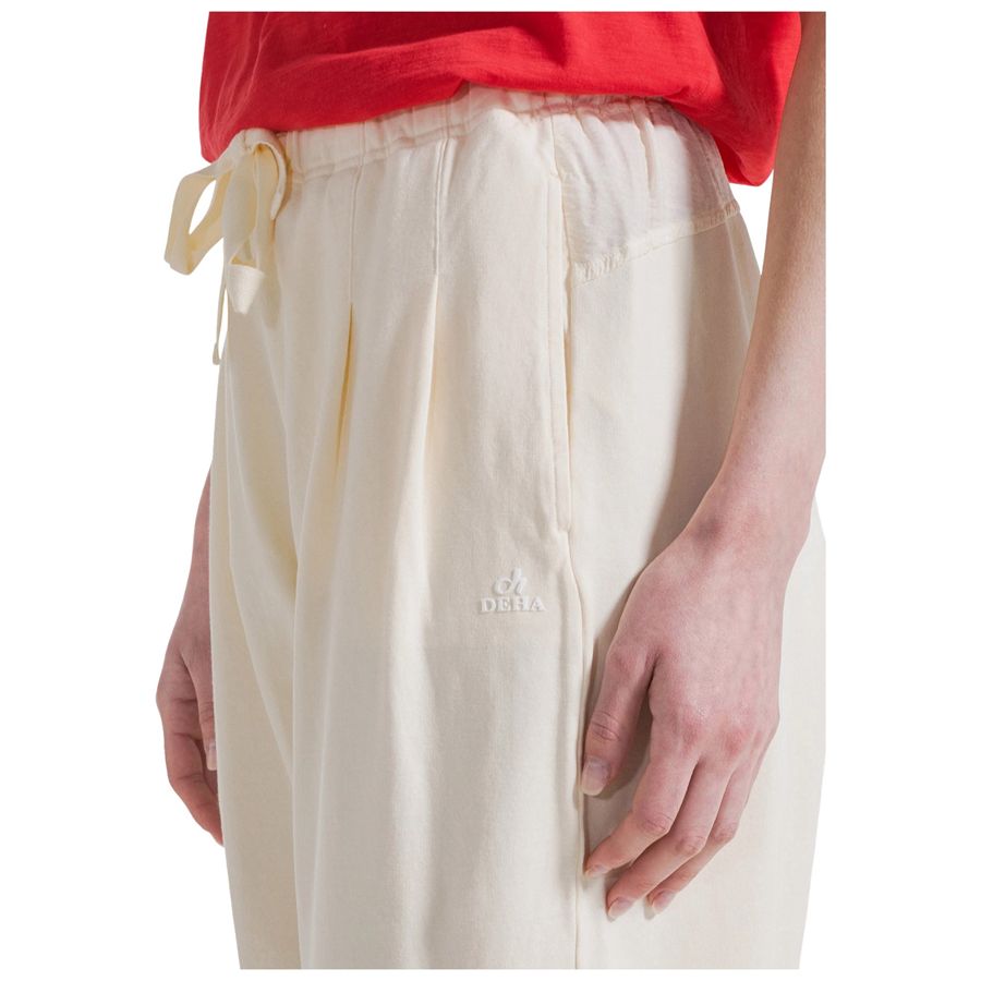 Jogger plissé con dettaglio in viscosa effetto stropicciato bianco da donna Deha | D4223557108